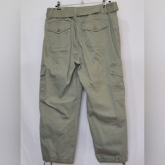 Gloria Vanderbilt Olive Green Cropped Cotton Utility Cargo Pants w/Belt - Size 8 - Picture 2 of 11